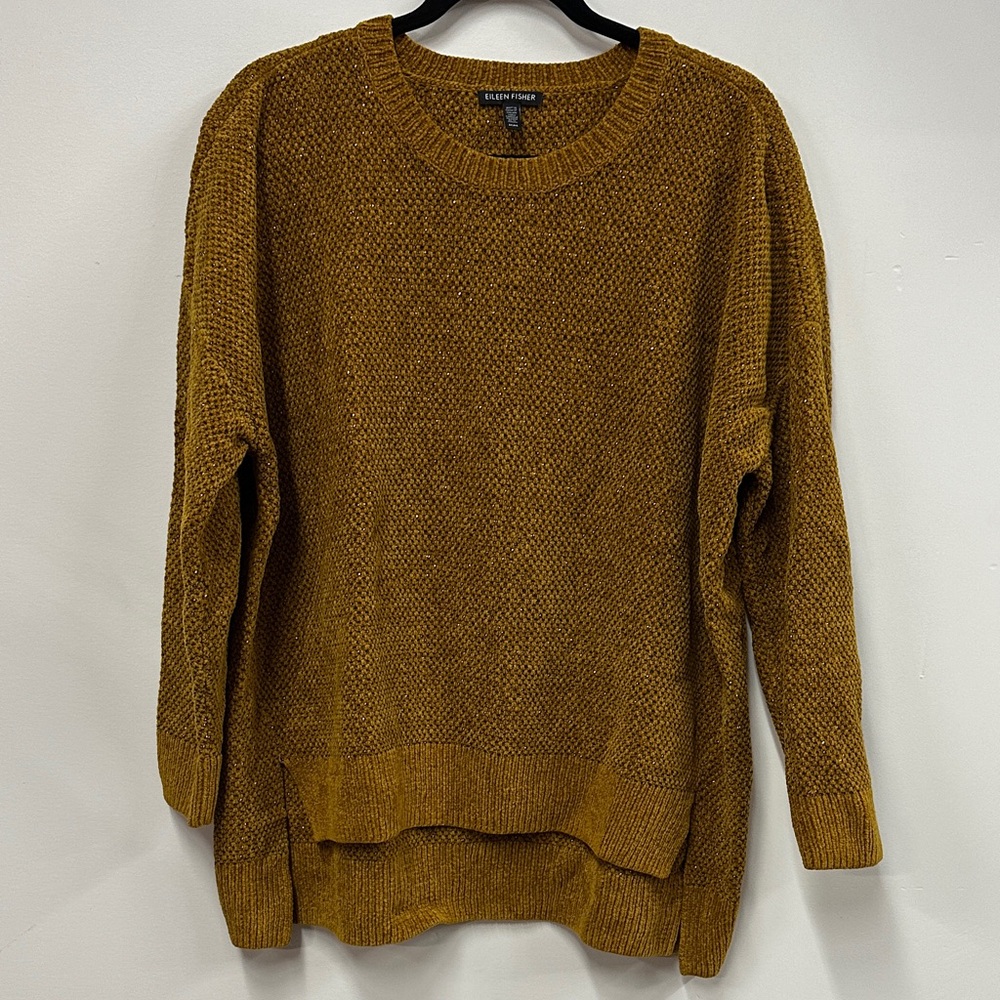 Eileen Fisher Mustard Crew Neck Sweater textured M